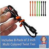 EliteTechGear Twist Ties For Organizing Your Gear 8-Pack 3 Inch (Multicolored)