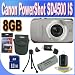 Canon PowerShot SD4500IS 10 MP Digital Camera with 10x Optical Image Stabilized Zoom and 3.0-Inch LCD, Silver + 8GB SDHC Memory + Extended Life Battery + USB Card Reader + Case + Memory Card Wallet + Accessory Saver Bundle!