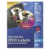 DVD Inkjet Labels - 20 Sheet 2 Labels P Sheet - Matte - White Film