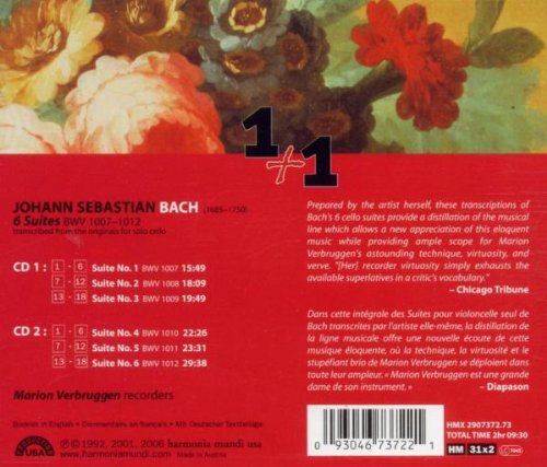 Cover image : J.S.バッハ:無伴奏チェロ組曲BWV 1006-1012(全6曲)(リコーダー版)(2CD) [Import] (CELLO SUITES)