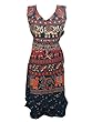 Womans Vintage Dress Dark Blue Ethnic Printed Cotton Holiday Sundress M