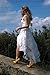 Persun Women's White Floral Print Gauze Panel Multi Layer Sleeveless Hi-lo Dress