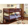 Twin Size Bunk Bed with Ladder in Cherry Finish