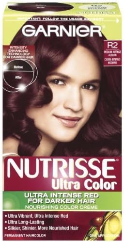 Garnier Nutrisse Ultra Color Nourishing Color Crème, R2 Medium Intense Auburn by Garnier Hair Color