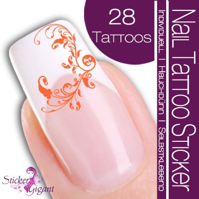 Nail Tattoo Sticker Ornament - orange Preisvergleich
