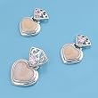 Sterling Silver Pendant and Earrings Set - Heart Design in Pink CZ and Pink Mother of Pearl