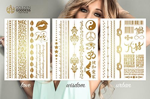 Best Gold &amp; Silver FLASH TATTOOS kit, Unique Theme Design, Indian Henna &amp; Egyptian Jewelry Bracelets, Metallic Temporary Tattoo for Women and kids, Best for wedding, clubbing, party, Beach, night out
