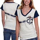 MLB Minnesota Twins Ladies Zone Coverage V-Neck T-Shirt - Cream (Small)
