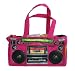 Loop NYC Parcel 2008 * Hot Pink * Audio Couture Super Cute Shoulder Tote Bag With Usable Speakers -- Plug In Your MP3 and Jam !