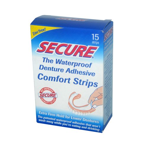 2 Packs of Secure Denture Adhesive Comfort Strips - 15 Strips