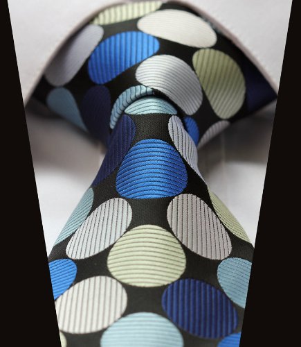 D and T Handmade, Executive Wardrobe Accessory, Navy Blue Beige Polka Dot 3.4