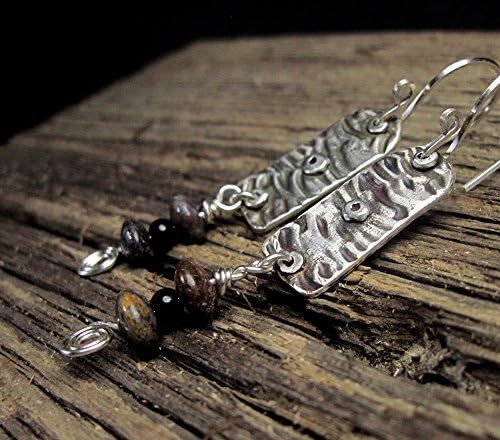 River Rocks,Sterling Silver Earrings, Agate Earrings, Boho Chic, Recycled Silver, Handmade in my Studio