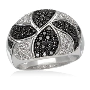 Black Diamond Fashion Ring 1 Carat (Ctw) 14K White Gold Ring