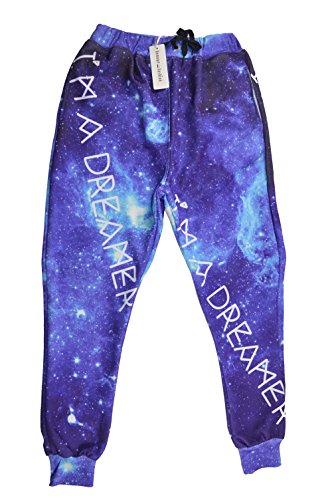Honour Fashion Women's Causal 3D Galaxy Printing Cotton Joggers Pants