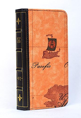 Moray Iphone 6 Case Handmade Genuine Leather Wallet Cover (5.5 vintage books Maps)