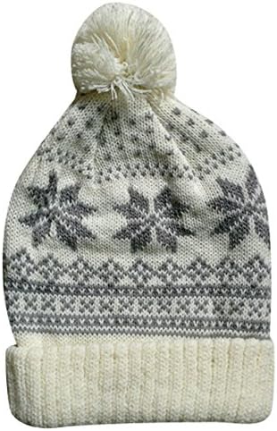 Aivtalk Chlidren Kids Outside Winter Warm Printed Cable Knit Cap Hat White