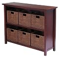 3-Tier Storage Shelf with 6 Baskets - Walnut