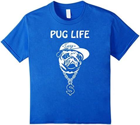 Kids Pug Life Swag Gang Tshirt Funny Cute Thug Dog Parody Money 8 Royal Blue