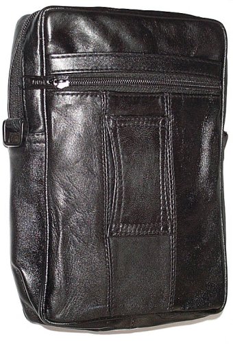 Efficient Compact Genuine Black Leather Carryall Shoulder Bag Purse