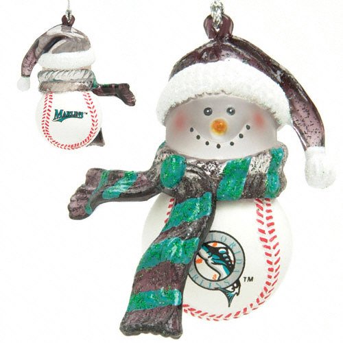 Scottish Christmas Florida Marlins Home Run Snowman Ornament Set