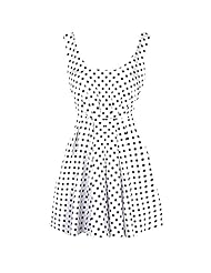 Round Neck Dots Print Backless Chiffon Mini Dress 