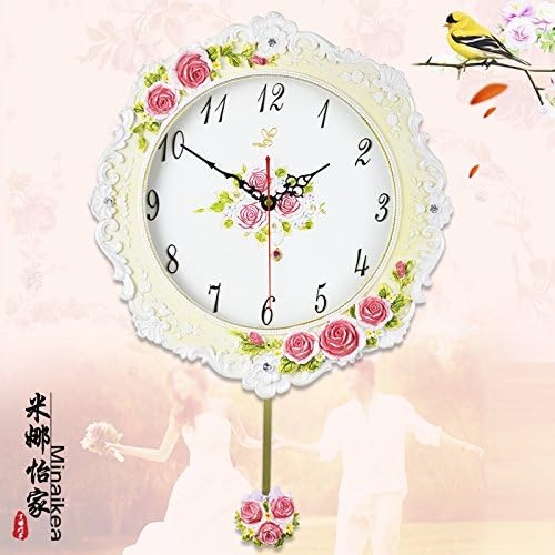 European Style Modern Minimalist Fashion King Size Living Room Clock Wall Clock Garden Swing Clock-Korean Style,20 Inch,Light Yellow