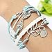 Multi Layered Retro Infinity Handmade Woven Braid Love Owl Bracelet Bangle Gift