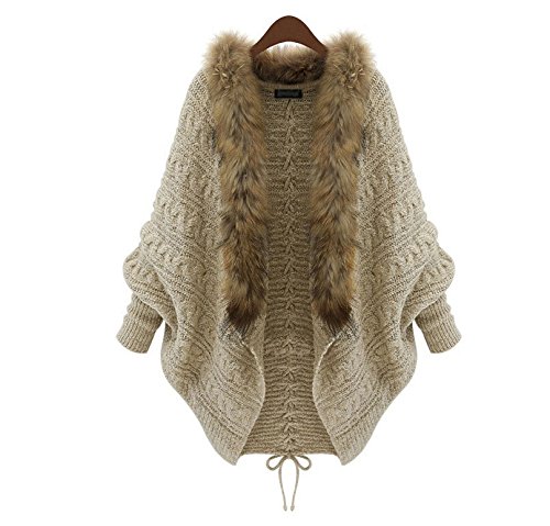 2016秋冬人気商品登場 ファー襟　ジャケット ドルマンファー　カーディガン ウールコート 女性用 レディース服 ショートコート ニットコート カジュアル ファー付き ポンチョ