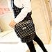 Women Messenger Bags Rivet Chain Shoulder Bag Leather Crossbody (Black )