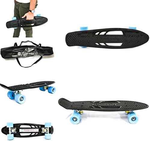 Miawheels 22" Mini Portable Cruiser Skateboard with Carrying Bag (black)