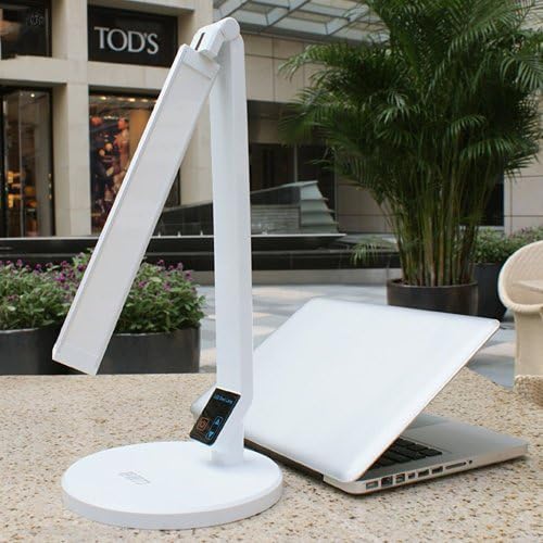 HMOMI Adjustable Eye-protection LED Desk Lamp with Multi-angle Rotary Design,3-grade Color Temperature and 5 Brightness Dimming Control and Flexible LED Working Lamp - White