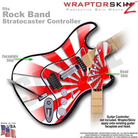 Rising Sun Red WraptorSkinz Skin fits Rock Band Stratocaster Guitar for Nintendo Wii, XBOX 360, PS2 & PS3 (GUITAR NOT INCLUDED)