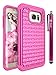 Style4U S7 Edge Case, Galaxy S7 Edge Case, Studded Rhinestone Crystal Bling Hybrid Armor Case Cover for Samsung Galaxy S7 Edge with 1 Stylus (Hot Pink)