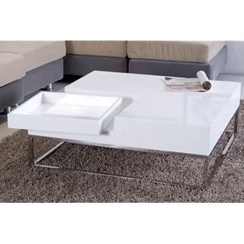 Table basse avec plateau amovible Max Blanc laqué