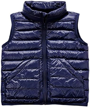 WenVen Baby's Morality Short Candy Color Down Coat Lightweight Puffer Vest(Navy,150 112)