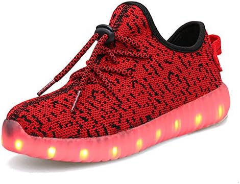 CAYANLAND LED Light Up Shoes Fashion Sneaker for Men Women Kids Child Boy Girls Slip-on with 11 Color Modes,15,Red30