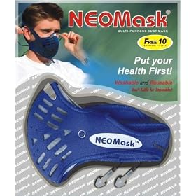 NEOMASK MULTIPURPOSE NEOPRENE ACTIVE CARBON DUST MASK REUSABLE AND WASHABLE - COLOR BLUE - 10 FREE EXTERNAL FILTERS