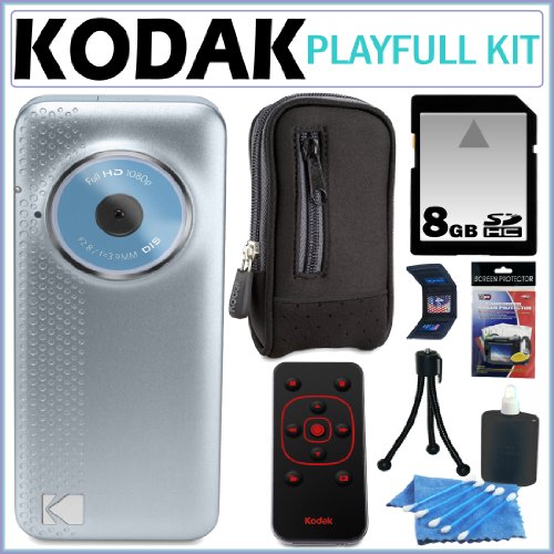 Kodak ZE1 PlayFull HD Video Camera in Blue Silver + Accessory Kit