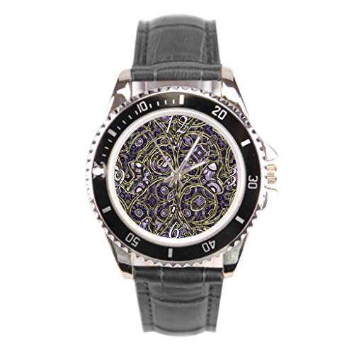 Mens Brown Leather Watches Classic Pink Violet Purple Colors Retro Vintage Whimsical Cool Geometric Wrist Watch Online