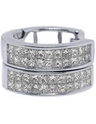 1 Carat Invisible Princess Diamond Hoop Earrings