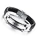 OPK Jewelry Fashion Solid Stainless Steel Cross Braide Leather Bangle Bracelet Men Jewelry,Gold