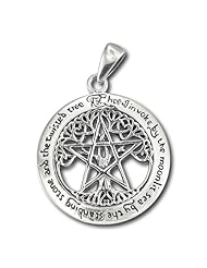 Sterling Silver Large Cut Out Tree Pentacle Pentagram Pendant by Dryad Design
