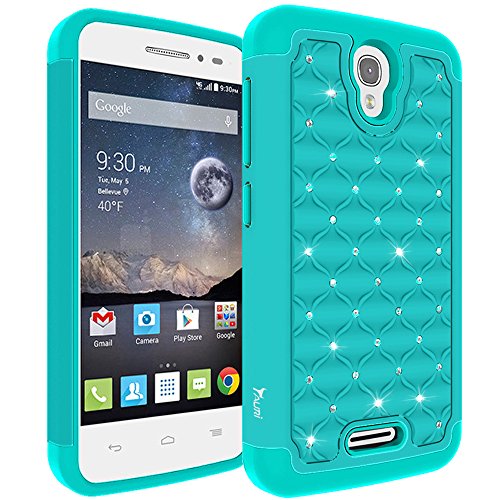 POP Astro Case, Tauri [Dual Layer] Studded Rhinestone Crystal Bling Hybrid Defender Armor Case Cover For Alcatel One Touch POP Astro - Mint