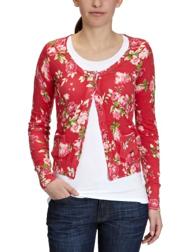 LTB Jeans Damen Strickjacke, gebl&uuml;mt 1205 / Bibi, Gr. 34 (XS), Mehrfarbig (nile red garden Preisvergleich