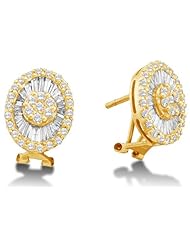 14K White Gold Large Channel Invisible Set Round & Diamond Flower Stud Earrings - (1.60 cttw)