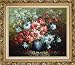 Knife Painted Still Life Standard Mum Flowers Oil Painting, with Ornate Antique Dark Gold Wood Frame 26 x 30 inches