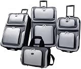 US Traveler New Yorker 4 Piece Luggage Set Expandable,Charcoal,One Size