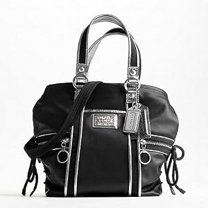 NEW AUTHENTIC COACH POPPY LEATHER SPOTLIGHT CONVERTIBLE TOTE (Black/Metallic Silver)