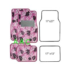 A Set of 4 Universal Fit Hawaii Hibiscus Carpet Floor Mats for Cars / Truck - Pink