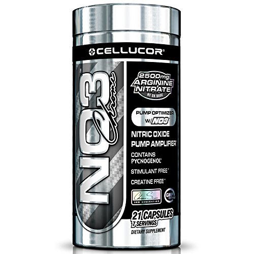 Cellucor NO3 Chrome Nitric Oxide Supplements with Arginine Nitrate for Muscle Pump & Blood Flow, 21 Capsules, G3